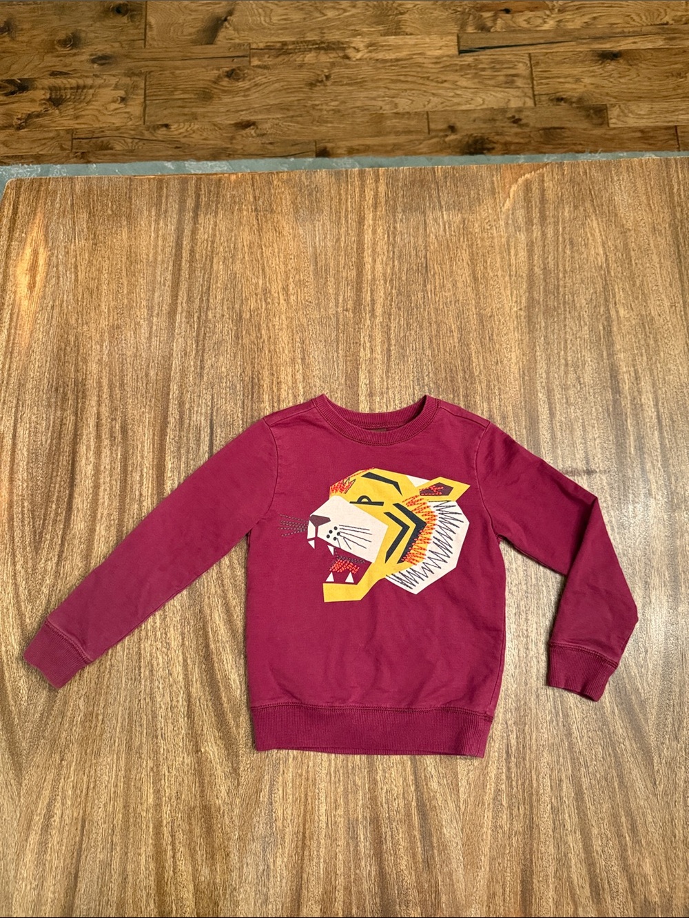 Tea Collection Maroon Sweatshirt with Geometric Tiger Graphic